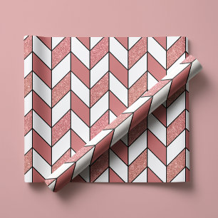 Papel De Regalo Rosa Femenina Rosa Dorado Brillo Espina de Arenque