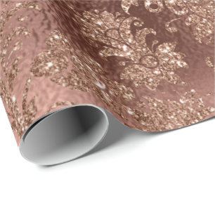 Papel De Regalo Rosa floral de Sirena Purpurina Princesa Rosa
