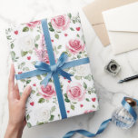 Papel De Regalo Rosa Floral Hearts Bridal Shower<br><div class="desc">Rosa Floral Hearts Bridal Shower</div>