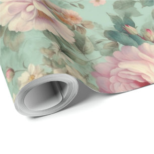Papel De Regalo Rosa floral vintage acuarela decoupage