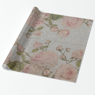 Papel De Regalo Rosa floral vintage moderno brillante