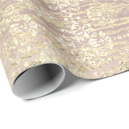 Papel De Regalo Rosa Foxier Metallic Damask Gold Wood Rosa