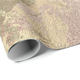 Papel De Regalo Rosa Foxier Oro Mármol Luminoso Golpes metálicos