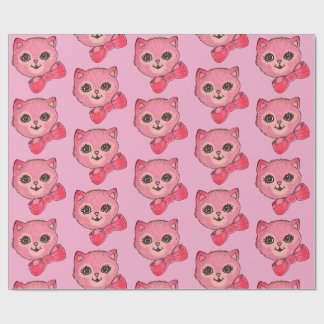 Papel de regalo rosa gatito vintage