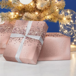 Papel De Regalo Rosa Glam Gold Glitzy Sparkle Purpurina