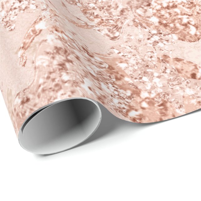Papel De Regalo Rosa Glam Skinny Purpurina Bride Gray Copper (Esquina del rollo)