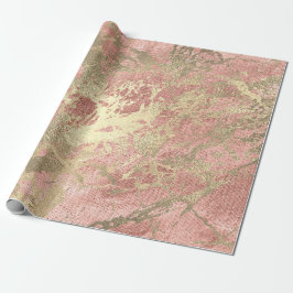 Papel De Regalo Rosa Gold Champaigne Marble Linen Strokes metálico