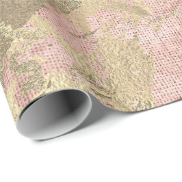 Papel De Regalo Rosa Gold Champaigne Marble Linen Strokes metálico