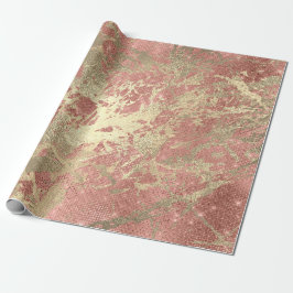 Papel De Regalo Rosa Gold Champaigne Secuencia de Mármol Metalizad