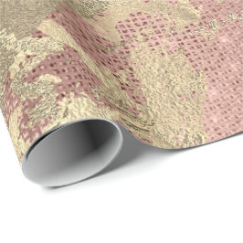 Papel De Regalo Rosa Gold Champaigne Secuencia de Mármol Metalizad