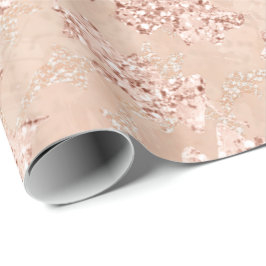 Papel De Regalo Rosa Gold Leafs Purpurina de cobre Novia Cumpleaño