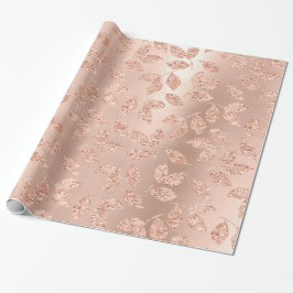 Papel De Regalo Rosa Gold Leafs Rubor Copper Skinny Purpurina Mono