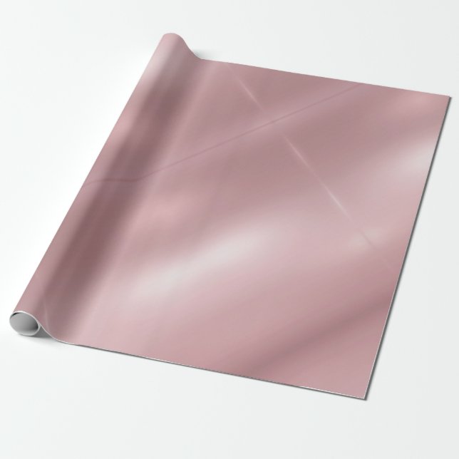 Papel De Regalo Rosa Gold Metallic Aspecto Elegante Glam Moderno G (Desenrollado)