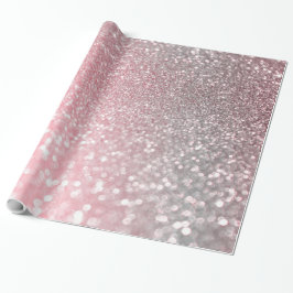 Papel De Regalo Rosa Gold Pink Sparkle Luxury Purpurina de moda
