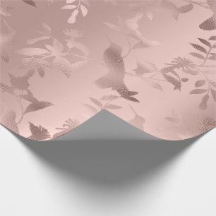 Papel De Regalo Rosa Gold Rubor Hummingbird Flores Monocromas