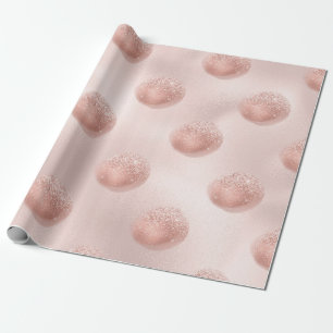 Papel De Regalo Rosa Gold y Rubor Confetti