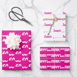 Papel de regalo rosa HOT PINK para 60 cumpleaños c