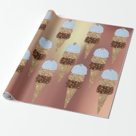 Papel De Regalo Rosa metálico azul de helado de chocolate