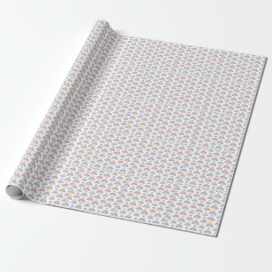 Papel De Regalo Rosa mínimo, Lavanda y arcoiris cúbico amarillo