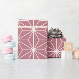 Papel De Regalo Rosa Moderno Dorado Patrón Geométrico Japonés