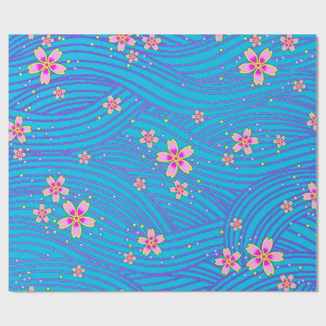 Papel De Regalo rosa morado y azul (Superficie plana)