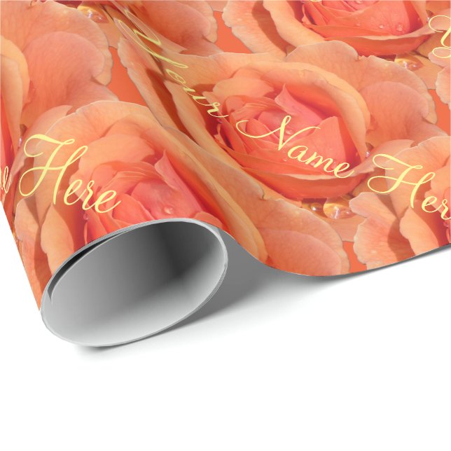 Papel de regalo Rosa Naranja Papel de Rosa Románti (Esquina del rollo)