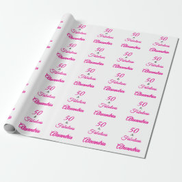 Papel De Regalo Rosa Negro 50 y Fabuoloso Cumpleaños 50