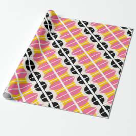 Papel de regalo rosa negro amarillo