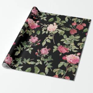 Papel De Regalo Rosa negro rosa floral moderno