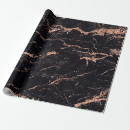 Papel De Regalo Rosa Negro Rubor Stripes Marble Stone Glam