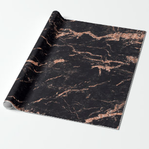 Papel De Regalo Rosa Negro Rubor Stripes Marble Stone Glam