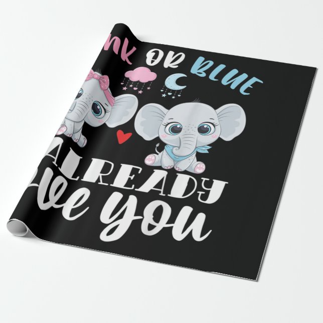 Papel De Regalo Rosa O Azul Ya Me Encanta Revelación De Género (Desenrollado)