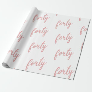 Papel De Regalo Rosa Oro Blanco 40 Cumpleaños Purpurina