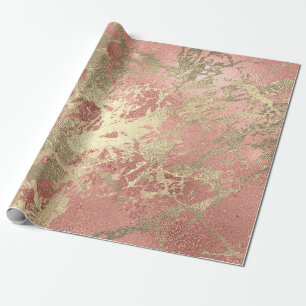 Papel De Regalo Rosa Oro Champaigne Marble Luminoso Estroques Metá