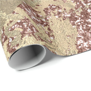 Papel De Regalo Rosa Oro Champaigne Purpurina de mármol