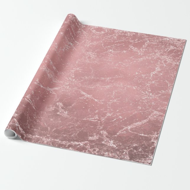 Papel De Regalo Rosa Oro Rosa Moderno Moda Glam Marble (Desenrollado)