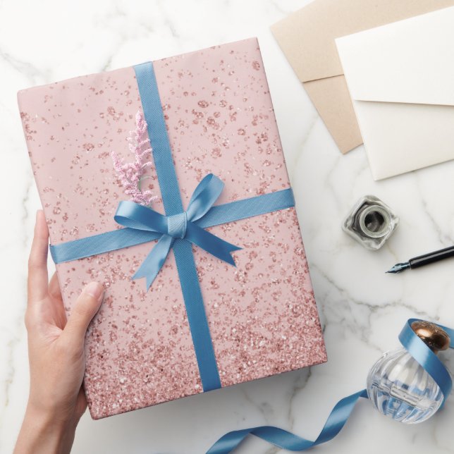 Papel De Regalo Rosa Pálido Brillo Falso  (Regalar)