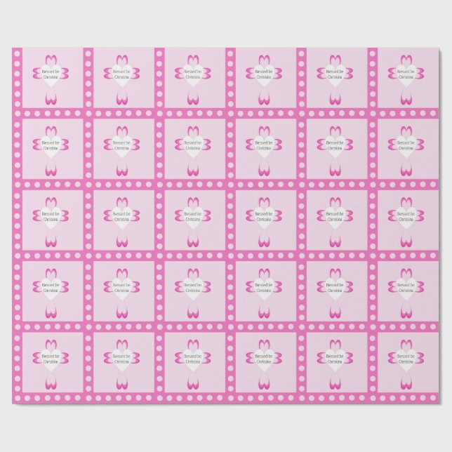 Papel de regalo rosa para bautizo de niñas (Superficie plana)