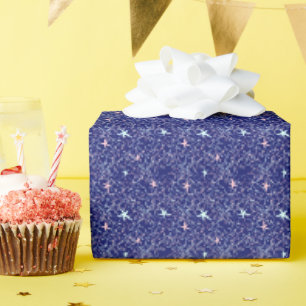 Papel De Regalo Rosa Pastel Cielo Azul Estrellas Acuáticas