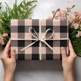 Papel De Regalo Rosa Pastel Cuadros de Búfalo Rubor