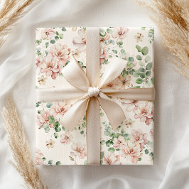 Papel De Regalo Rosa Pastel de Floral Nupcial