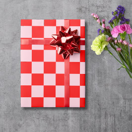 Papel De Regalo Rosa Pastel Rojo Cuadros A Cuadros Vintage