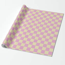Papel De Regalo Rosa Pastel y Cuadros Amarillos Claros