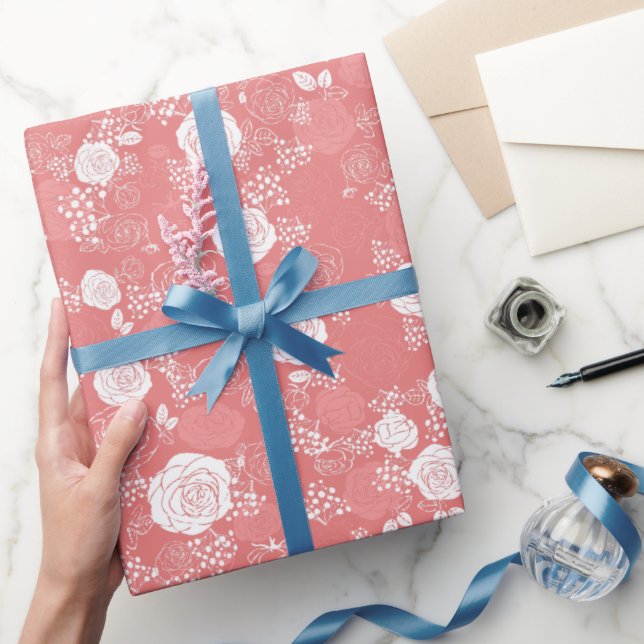 Papel De Regalo Rosa | Patrón floral moderno y elegante (Regalar)