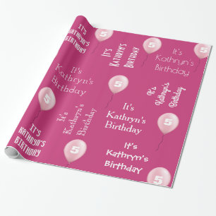 Papel De Regalo Rosa personalizado del cumpleaños del nombre y de