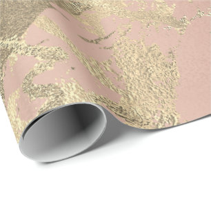 Papel De Regalo Rosa Pink Foxier Gold Marble Metálico brillante VI