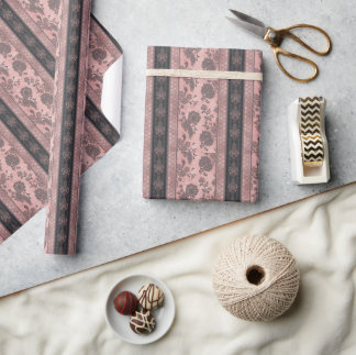 Papel De Regalo Rosa Polvorienta y Negro Carbón