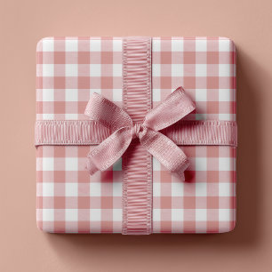 Papel De Regalo Rosa Polvoriento Gingham Rústico