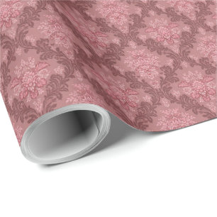 Papel De Regalo Rosa Polvoriento Rosa Suave Borgoña Damask Elegant