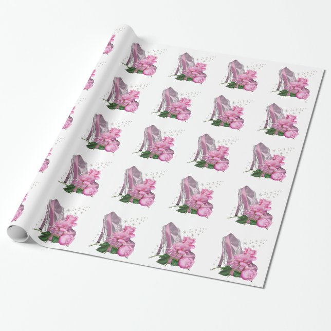 Papel De Regalo Rosa Preciosa de Tacón Alto Rosa (Desenrollado)